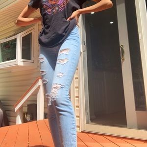 Ripped light wash jeans